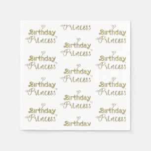 Gold Hearts Birthday Princess Party Serviette