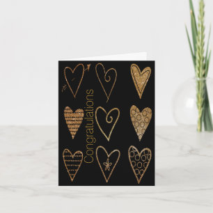 Gold Hearts Carte de voeux personnalisée de mariag