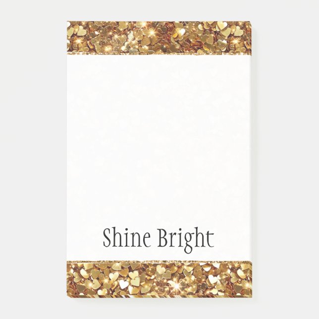 Gold Hearts Confetti Glam Post-it Klebezettel (Vorderseite)