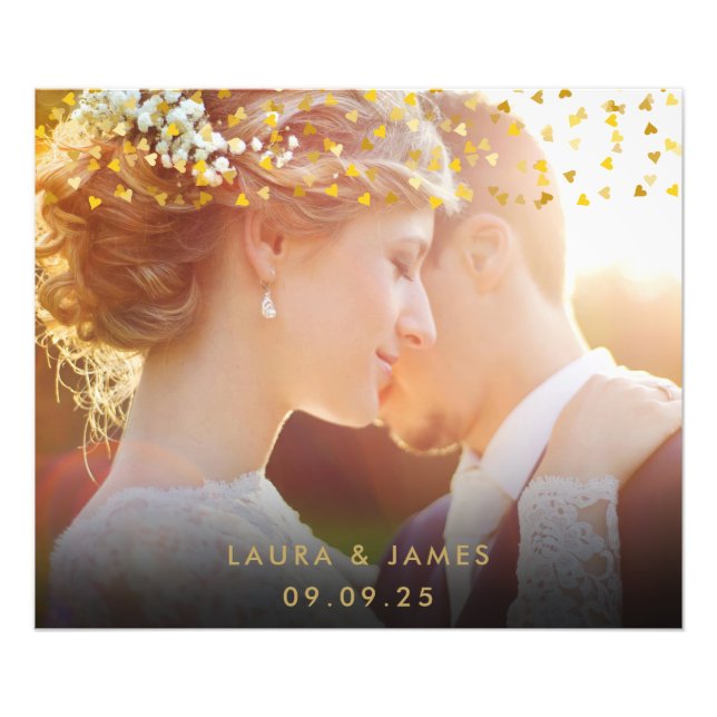 Gold Hearts Confetti Wedding Foto Keepake (Vorne)