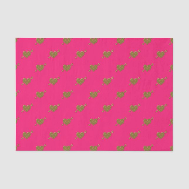 Gold Hearts-DUNK PINK TISSUE WRAP PAPIER (Vorderseite)