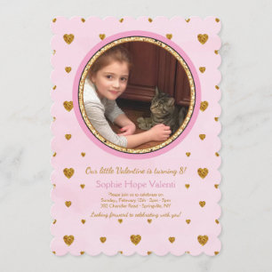 Gold Hearts Foto Geburtstagseinladung Einladung