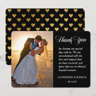 Gold Hearts Foto Hochzeit Vielen Dank Dankeskarte