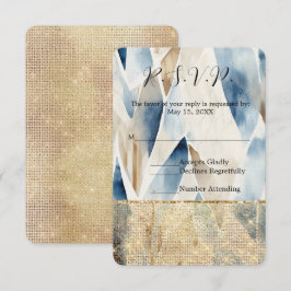 Gold Hearts Glam Sparkle Wedding RSVP Karte