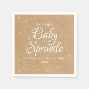 Gold Hearts Konfetti Baby Sprinkle / Shower Rustik Serviette