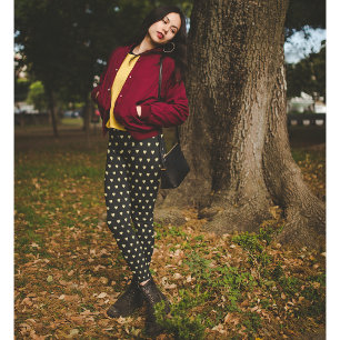 Gold Hearts Muster Black Fashion Travel Workout Leggings