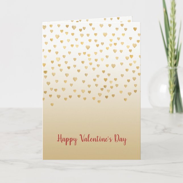 Gold Hearts Ombre Feiertagskarte (Vorderseite)