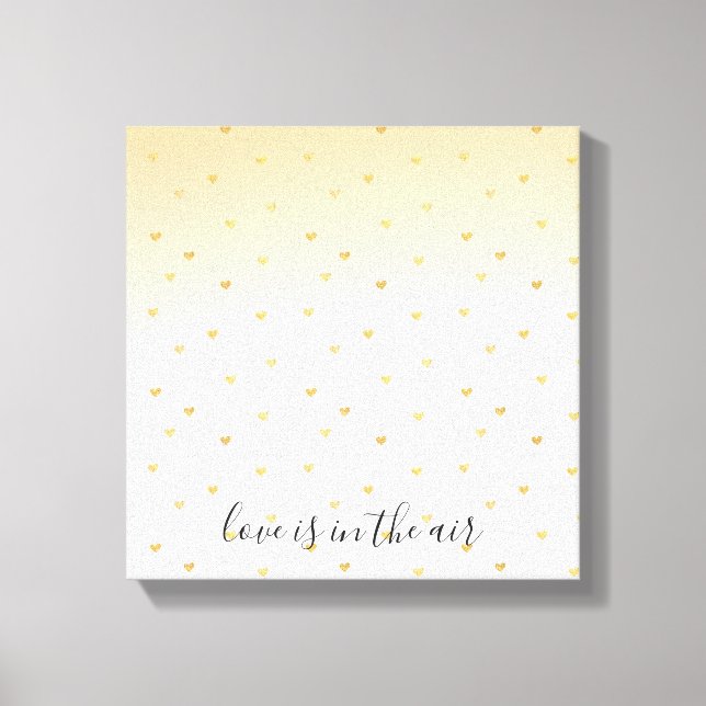 Gold Hearts Ombre Liebe ist in der Luft Leinwanddruck (Vorderseite)