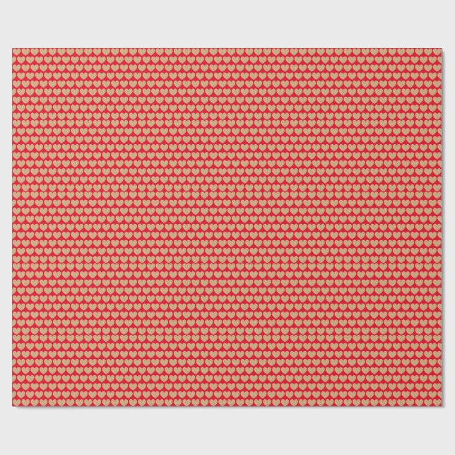 Gold Hearts On Red Background Geschenkpapier (Flach)