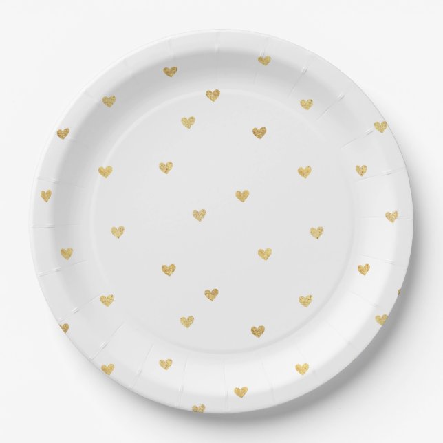 Gold Hearts Pappteller (Vorderseite)