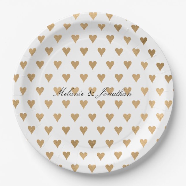 Gold Hearts Pappteller (Vorderseite)