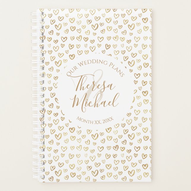 Gold Hearts Personnalisé dire Wedding planner (Devant)