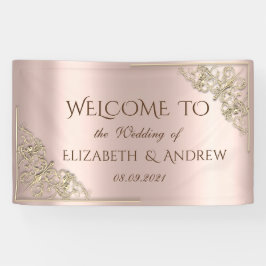 Gold Hearts Rose Gold Banner