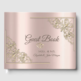 Gold Hearts Rose Gold Gästebuch