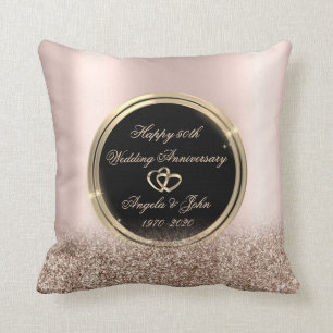 Gold Hearts Rose Gold Glitter 50. Jubiläum Kissen