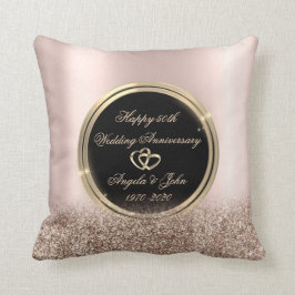 Gold Hearts Rose Gold Glitzer 50 Jahre Kissen