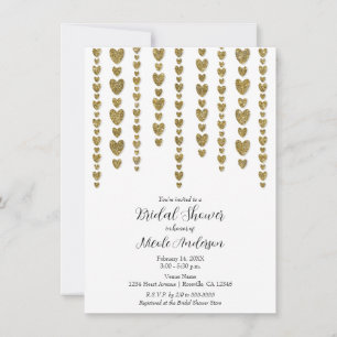 Gold Hearts Valentine Brautparty Einladung