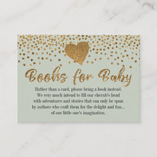 Gold Heft & Sage Green Book Request Insert Cards (Vorderseite)