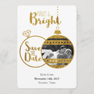 Gold, Heiraten und Helle Weihnachten Save the Date