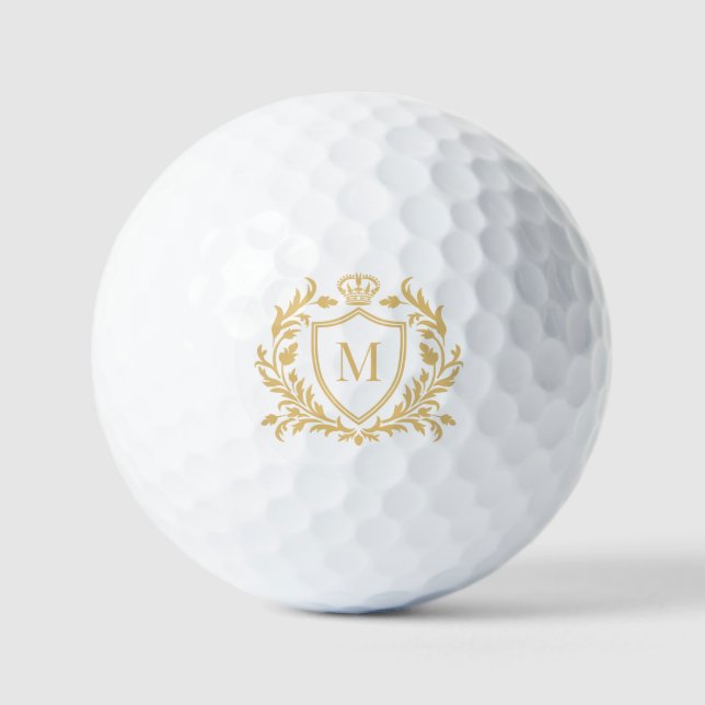 Gold Heraldic Crest Crown Monogram Golfball (Vorderseite)