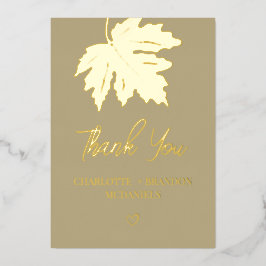Gold Herbst Maple Leaf Hochzeit Vielen Dank Folieneinladung