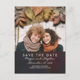 Gold Herbstlaubs Foto Save the Date Ankündigungspostkarte