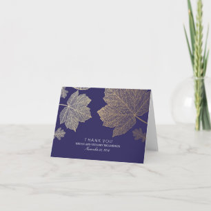 Gold Herbstlaubs Navy Hochzeit Vielen Dank Dankeskarte