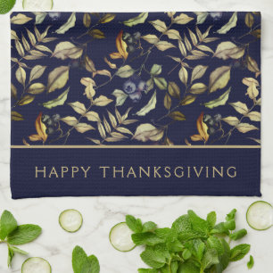 Gold Herbstleaves & Berries Custom Geschirrtuch