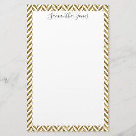 Gold Herringbone-Muster | PERSONALISIERT Briefpapier