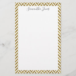 Gold Herringbone-Muster | PERSONALISIERT Briefpapier