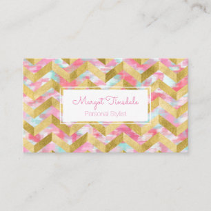 Gold Herringbone Paint Stroke Business Card Visitenkarte