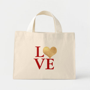 Gold Herz Faux Folie, Liebe Mini Stoffbeutel