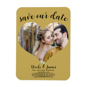 Gold Herz Foto Hochzeit Termin speichern Magnet