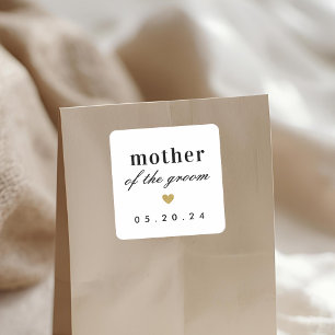 Gold-Herz-Geschenk für die Mutter des Bräutigams Quadratischer Aufkleber