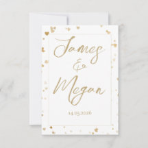 Gold-Herz-Karten zur Vorabanzeige des Hochzeitster