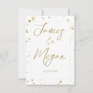 Gold-Herz-Karten zur Vorabanzeige des Hochzeitster Save The Date