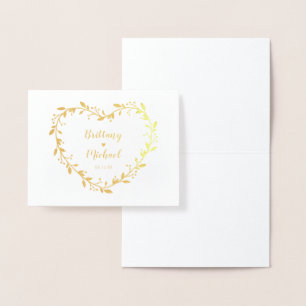 Gold Herz Kranz_Hochzeit Danke  Folienkarte