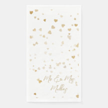 Gold-Herz „Mr & Mrs“ Hochzeitsservietten