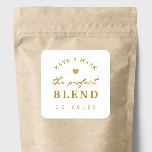 Gold Herz The Perfect Blend Hochzeitskaffee Gesche Quadratischer Aufkleber