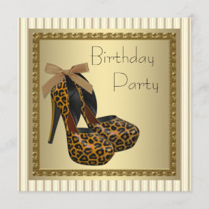 Gold High Heel Schuhe Frauen Leopard Geburtstag Einladung