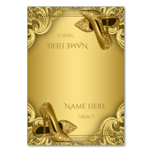 Gold High Heel Shoel Cards Tischnummer