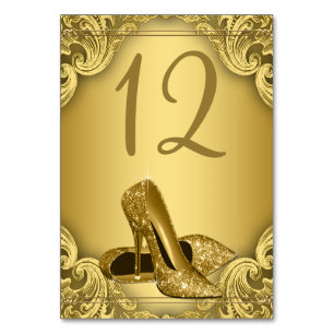Gold High Heel Shoel Tischnummer