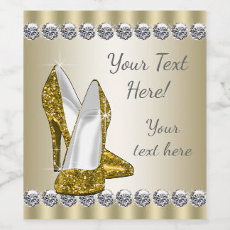 Gold High Heel Shoel Wein Flaschen Etiketten