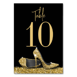 Gold High Heel Shoes Elegante Moderne Tischnummer