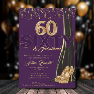 Gold High Heels Elegant 60. Sensationeller Geburts Einladung