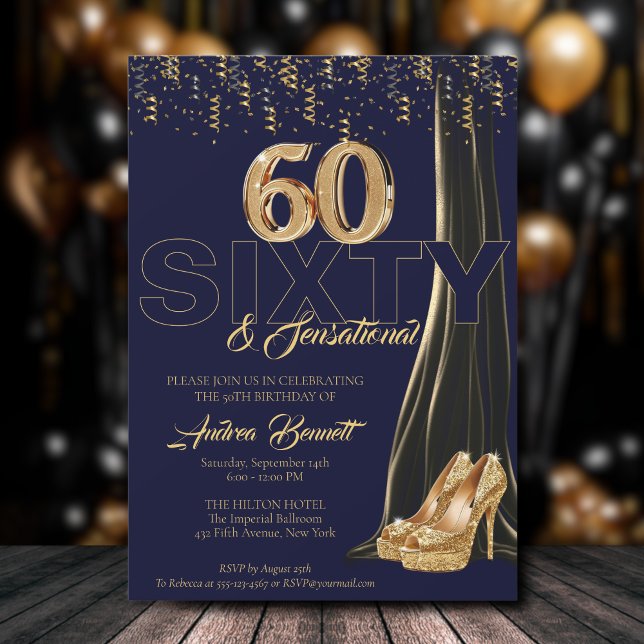 Gold High Heels Elegant 60. Sensationeller Geburts Einladung (Von Creator hochgeladen)