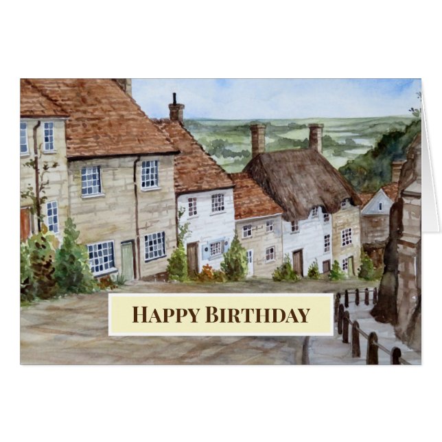 Gold Hill Shaftesbury Dorset England Aquarelle (Devant horizontal)
