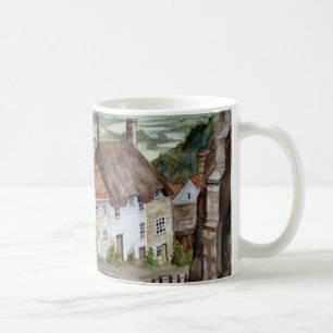 Gold Hill, Shaftesbury, Dorset Wasserfarbenmalerei Kaffeetasse
