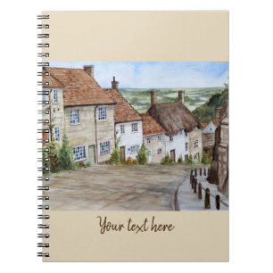 Gold Hill, Shaftesbury, Dorset Wasserfarbenmalerei Notizblock
