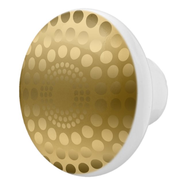 Gold Hintergrund mit Gold Dots Circle Keramikknauf (Rechts)